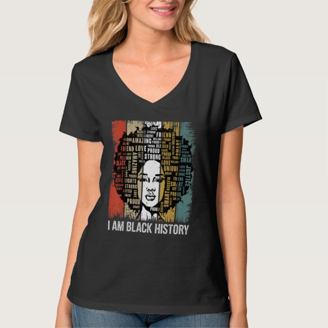 I Am The Strong African Women Girls Black History  T-Shirt (Vorderseite)