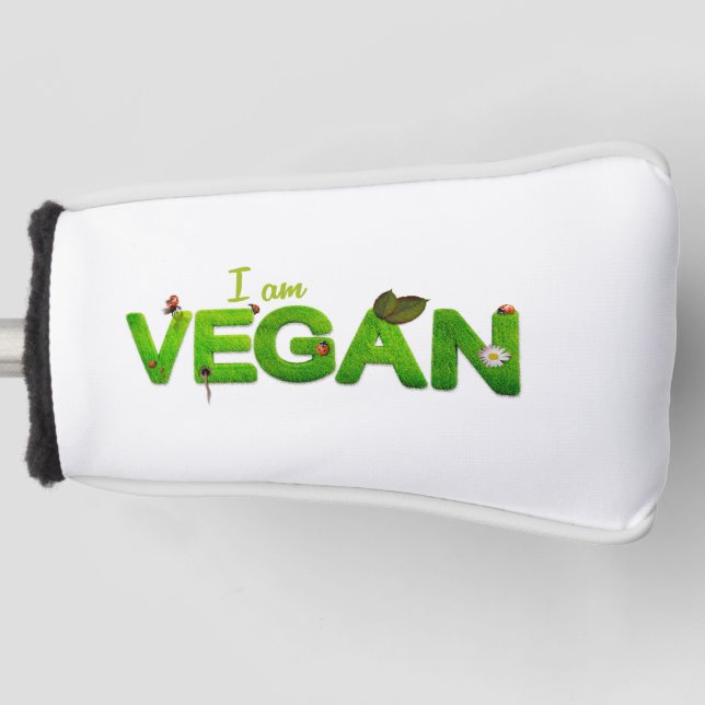 I am Vegan Golf Club Cover Golf Headcover (Vorderseite)