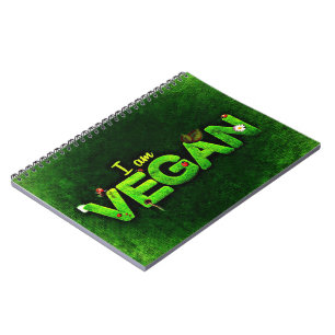 I Am Vegan Written With A Grassy Nature Texture Notizblock