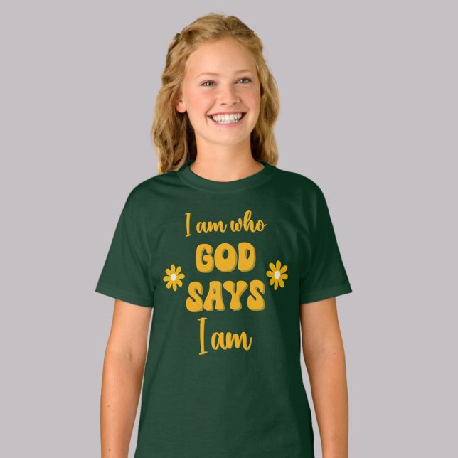 I Am Who God Says - Floral Christian Faith Based  T-Shirt (Von Creator hochgeladen)