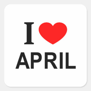 I ❤️ APRIL I LIEBE APRIL I HERZAPRIL QUADRATISCHER AUFKLEBER