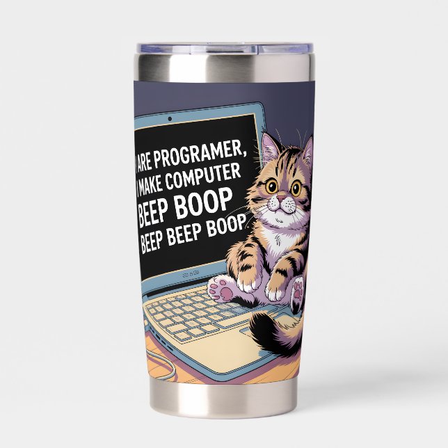 I are programmer, I make computer BEEP BOOP BEEP Thermobecher (Vorderseite)