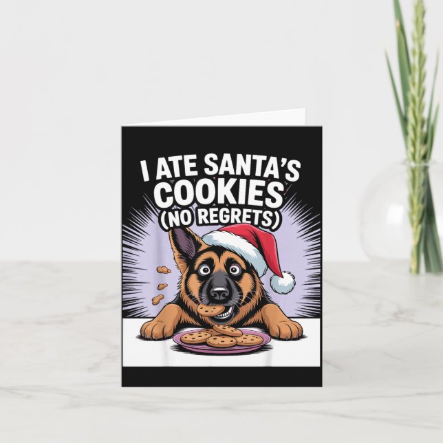 I Ate Santas Cookies Puppy Funny Christmas German  Karte (Vorderseite)
