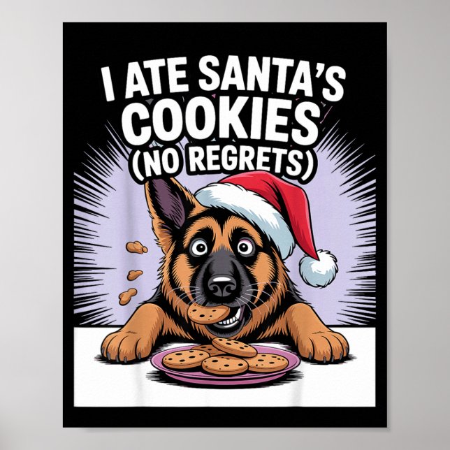 I Ate Santas Cookies Puppy Funny Christmas German  Poster (Vorne)