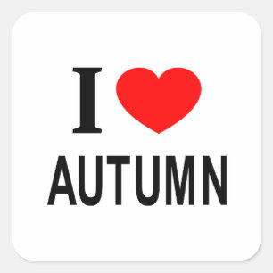 I ❤️ AUTUMN I LIEBE AUTUMN I HERZSPRÜFUNG QUADRATISCHER AUFKLEBER