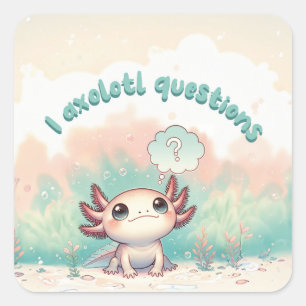 I Axolotl Fragen Kinder Niedlich Axolotl Retro Quadratischer Aufkleber