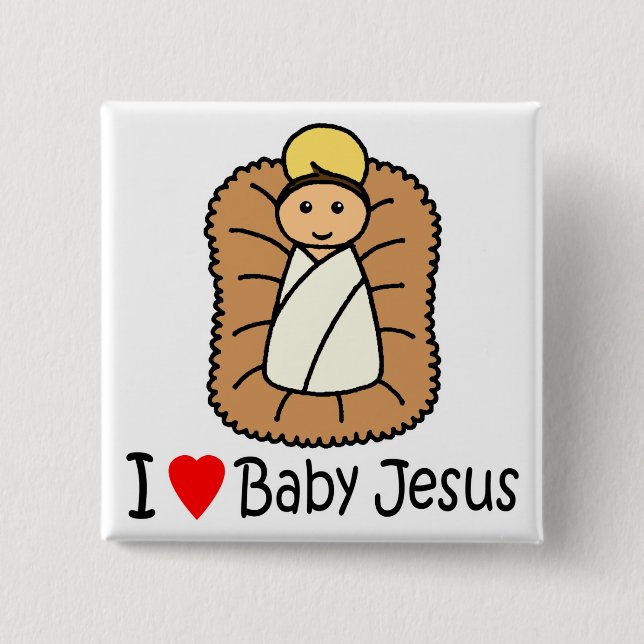 I Baby Jesus des Herz-(Liebe) Button (Vorderseite)