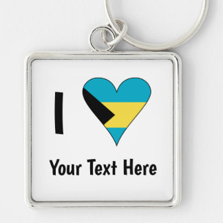 I (bahamianische Flag Herz-Liebe) Ihr Text Schlüsselanhänger