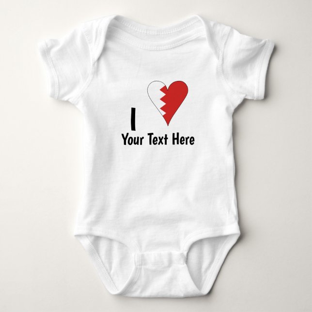 I (Bahraini Flag Herz Liebe) Ihr Text personalisie Baby Strampler (Vorderseite)