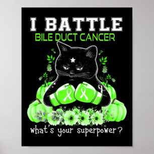 I Battle Bile Duct Cancer Awareness Fun Cat Poster