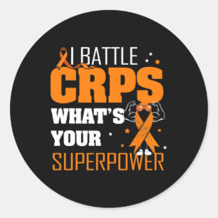 I Battle CRPS RSD Awareness Orange Ribbon Warrior Runder Aufkleber