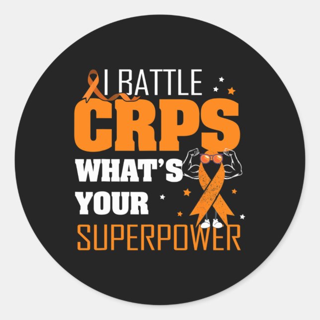 I Battle CRPS RSD Awareness Orange Ribbon Warrior Runder Aufkleber (Vorderseite)