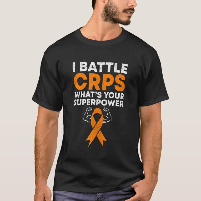 I Battle CRPS RSD Awareness Orange Ribbon Warrior T-Shirt (Vorderseite)
