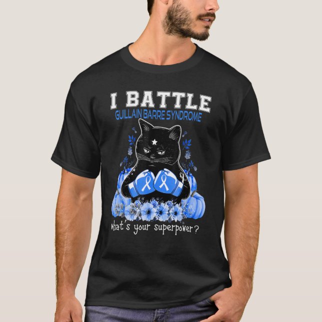 I Battle Guillain Barre Synary Awareness Cat T-Shirt (Vorderseite)