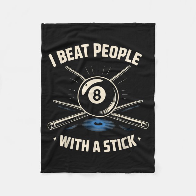 I Beat People With A Stick Billiards Ol Funny Men  Fleecedecke (Vorderseite)