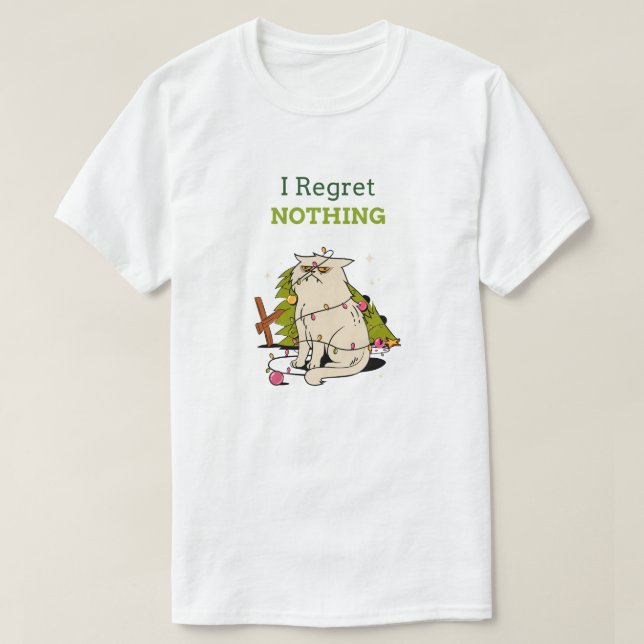 I Bedret Nothing - Funny Grouchy Cat Christmas T-Shirt (Design vorne)