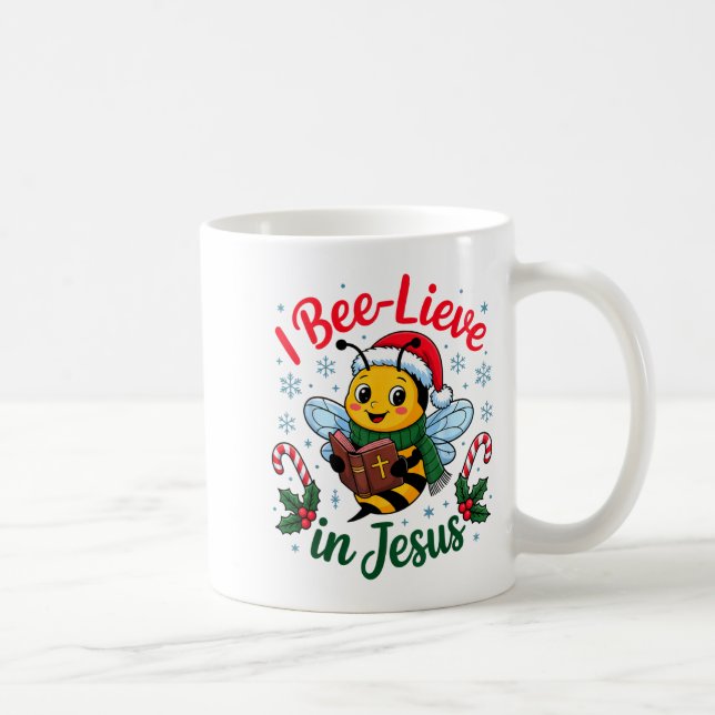 I Bee-lieve In Jesus Gospel Kids Christian Christm Kaffeetasse (Rechts)