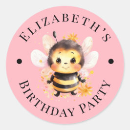 I Bee Two Girl Birthday Party Runder Aufkleber