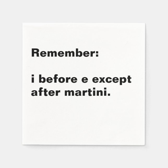 i Before e Spelling Rule Cocktail Serviette (Vorderseite)