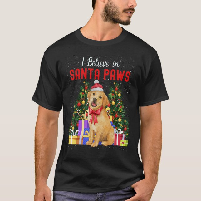 I Believe In Santa Paws  Cute Christmas Labrador P T-Shirt (Vorderseite)