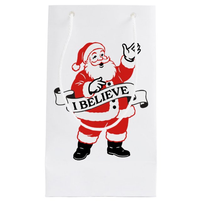 I Believe in Santa - Vintage Art Kleine Geschenktüte (Vorderseite)
