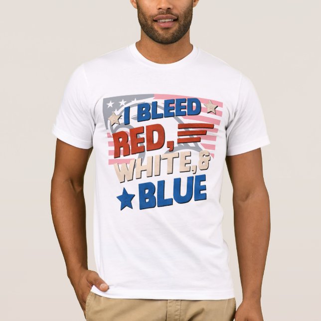 I Blered, White & Blue - Patriotic USA T-Shirt (Vorderseite)