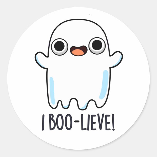 I Boo-lieve Funny Positive Ghost Pun Runder Aufkleber (Vorderseite)