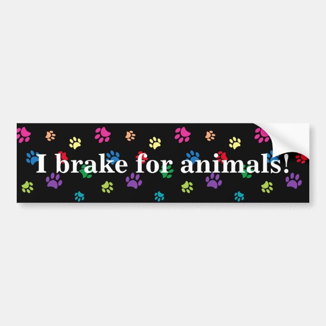 I Brake for Animals! Rainbow Autoaufkleber (Vorne)