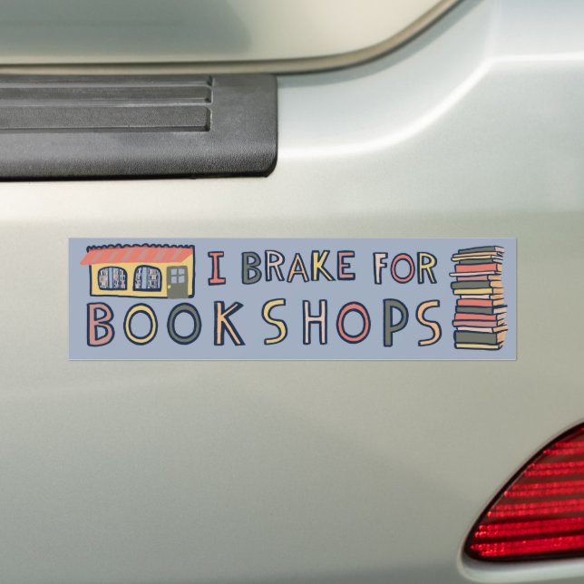 I BRAKE FOR BOOKSHOPS Books Reading Nerdy Cute  Autoaufkleber (Auf Auto)