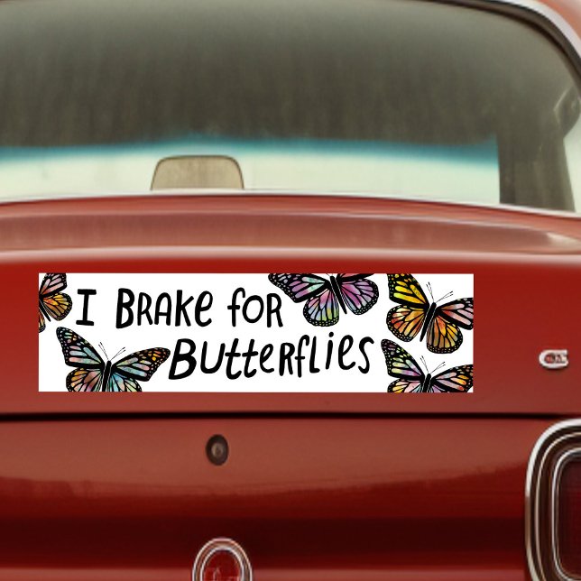 I BRAKE FOR BUTTERFLIES Monarch Watercolor Autoaufkleber (I BRAKE FOR BUTTERFLIES Monarch Watercolor hand drawn Bumper Sticker
)