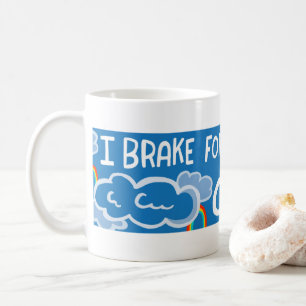 I BRAKE FOR CLOUUDS farbenfroher Regenbogen Kaffeetasse