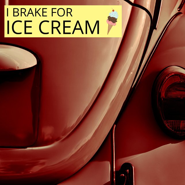 I BRAKE FOR ICE CREAM Niedlich Ice Creme Cone Autoaufkleber (I BRAKE FOR ICE CREAM Cute Ice Cream Cone hand drawn Bumper Sticker
)