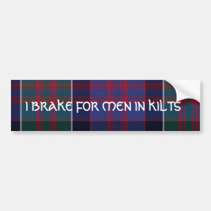 I brake for men in kilts- clan ranald tartan autoaufkleber