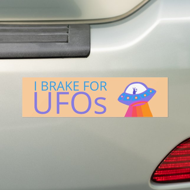 I BRAKE FOR UFOS Niedliche Alien Raumschiff Autoaufkleber (Auf Auto)