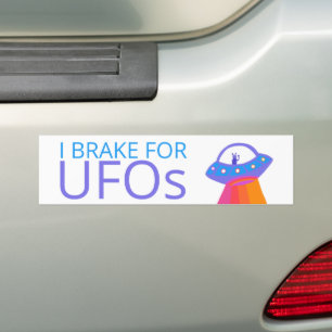 I BRAKE FOR UFOS Niedliche Alien Raumschiff Autoaufkleber
