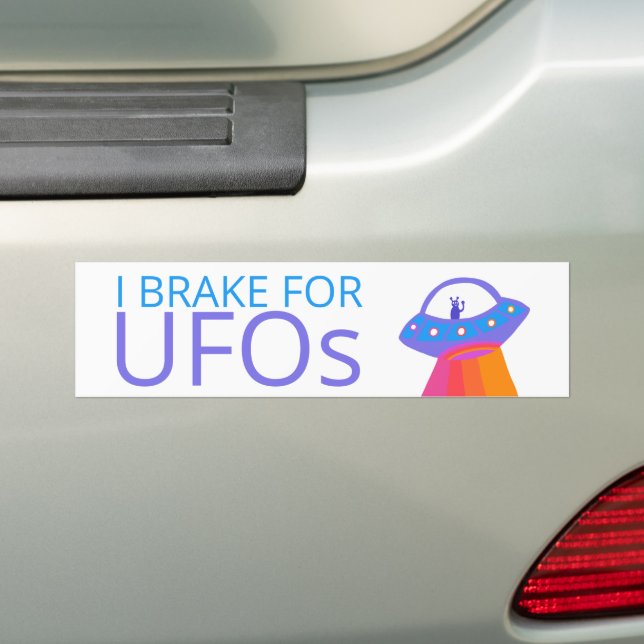 I BRAKE FOR UFOS Niedliche Alien Raumschiff Autoaufkleber (Auf Auto)