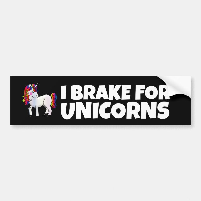 I BRAKE FOR UNICORNS RAINBOUR AUTOAUFKLEBER (Vorne)