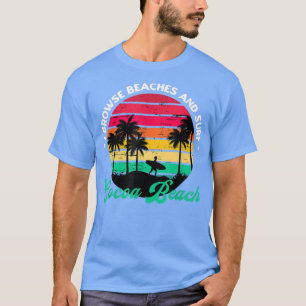 I Browse Beaches and Surf Cocoa Beach Surfing Flor T-Shirt