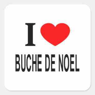 I ❤️ BUCHE DE WEIHNACHTEN I LIEBE BUCHE DE WEIHNAC QUADRATISCHER AUFKLEBER