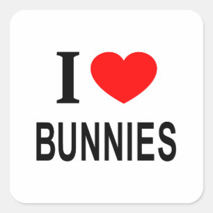 I ❤️ BUNNIES I LIEBE BUNNIES I HERART BUNNIES QUADRATISCHER AUFKLEBER