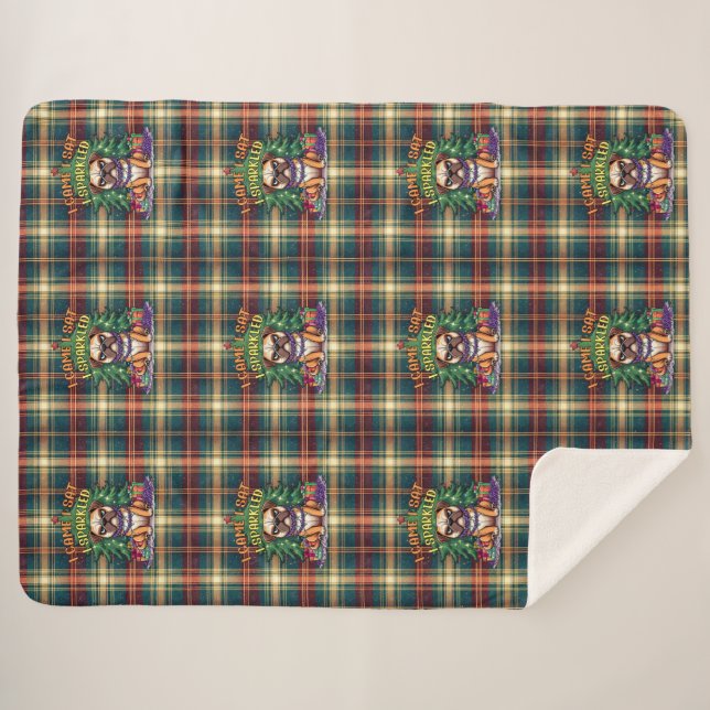 I Came I Sat I Sparkled Funny Christmas Bulldog Sherpadecke (Vorderseite (Horizontal))