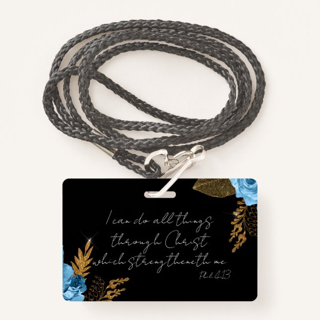 I Can Do All Things Bible Verse Ausweis (Vorderseite mit Schlüsselband)