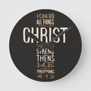 I Can Do All Things Through Christ Bible Verse Runde Wanduhr