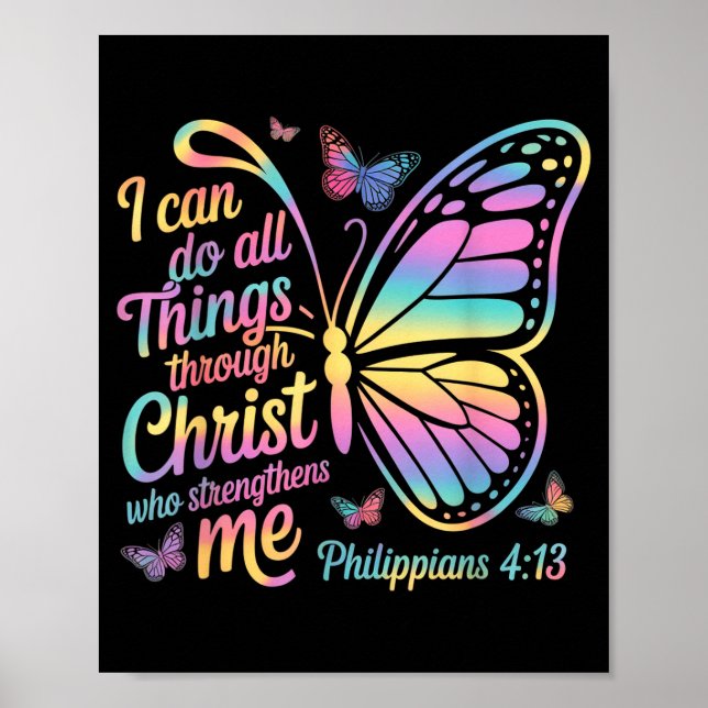 I Can Do All Things Through Christ Butterfly Bible Poster (Vorne)