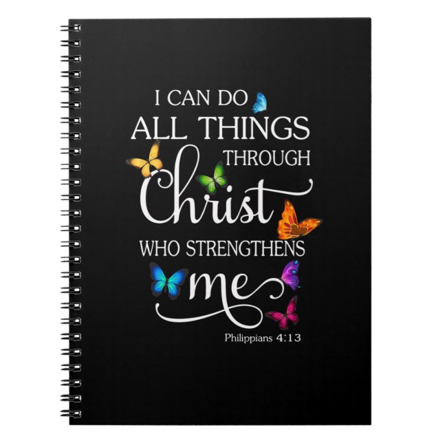I Can Do All Things Through Christ Butterfly Notizblock (Vorderseite)