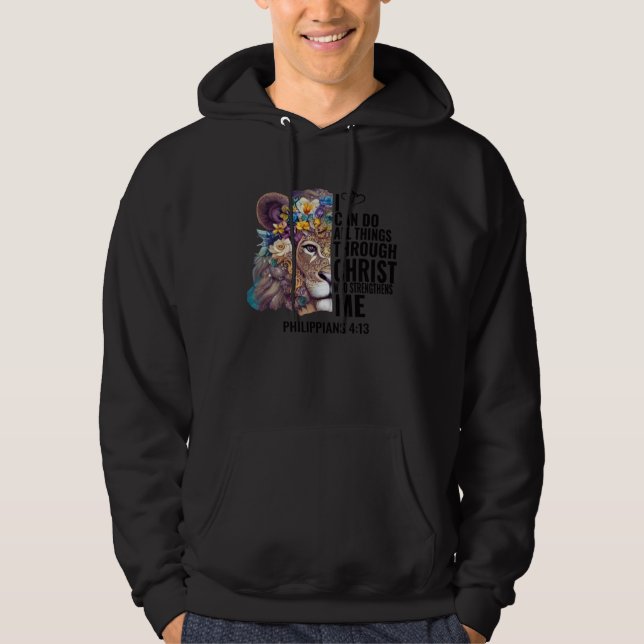 I Can Do All Things Through Christ Lion Bible vers Hoodie (Vorderseite)