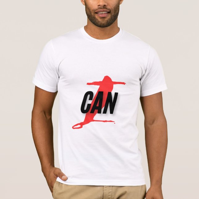 "I Can" Dynamic Red & Black Empowerment Word Art T-Shirt (Vorderseite)