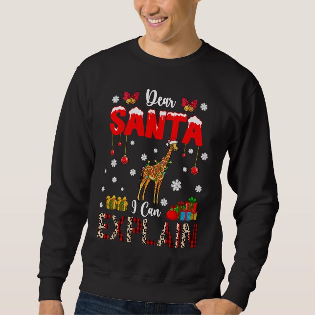 I Can Explain Christmas Lights Leopard Plaid Santa Sweatshirt (Vorderseite)