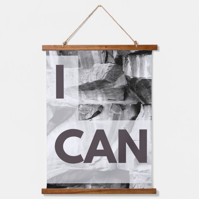 I Can Gray Stone Rock Wandteppich Mit Holzrahmen (Vorderseite)