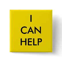 I Can Help Volunteer Button Charity Event Yellow